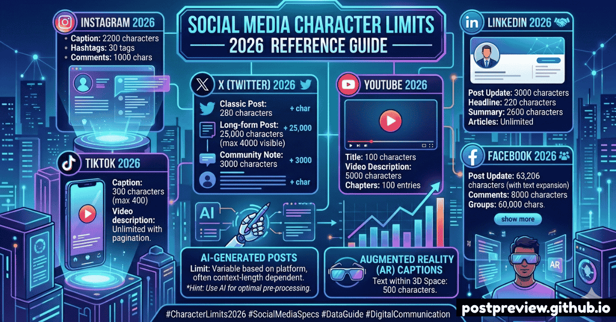 Social Media Character Limits 2026 Reference Guide